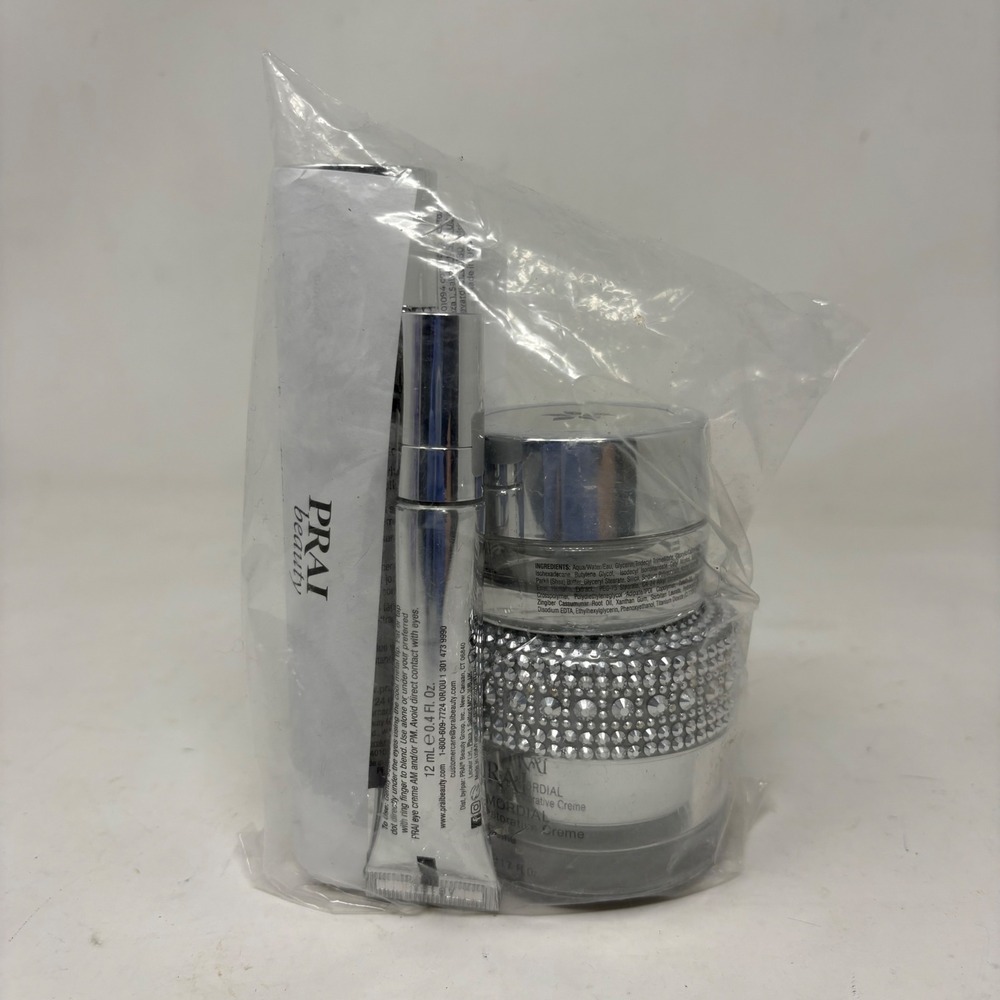 PRAI Beauty Praimordial Collagen Restorative 3pc Skincare Set Face Eye Serum